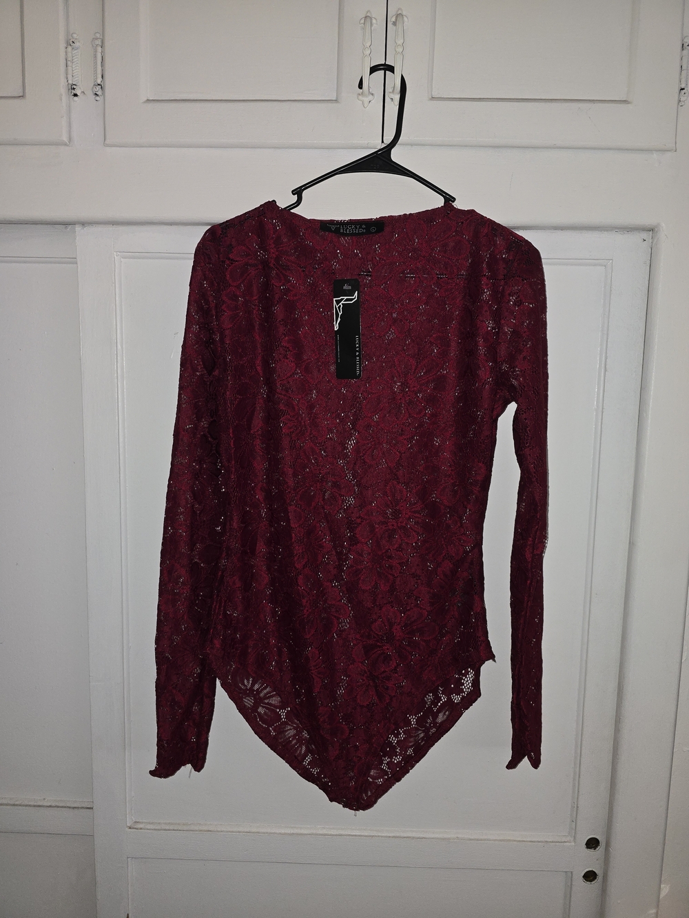 Lucky & Blessed Burgundy Floral Lace Bodysuit